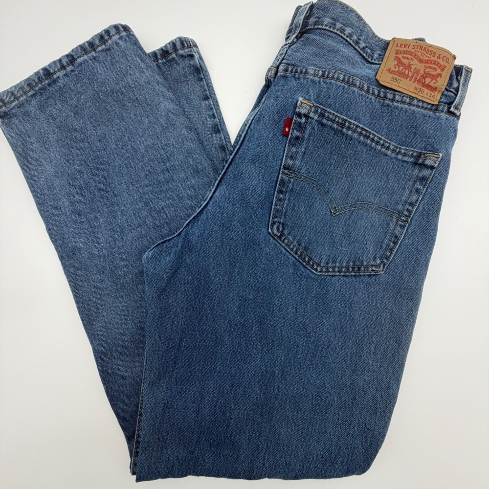 Levis 550 Relaxed Fit Tapered Leg Blue Denim Jeans Mens W36 L34 00550-4891